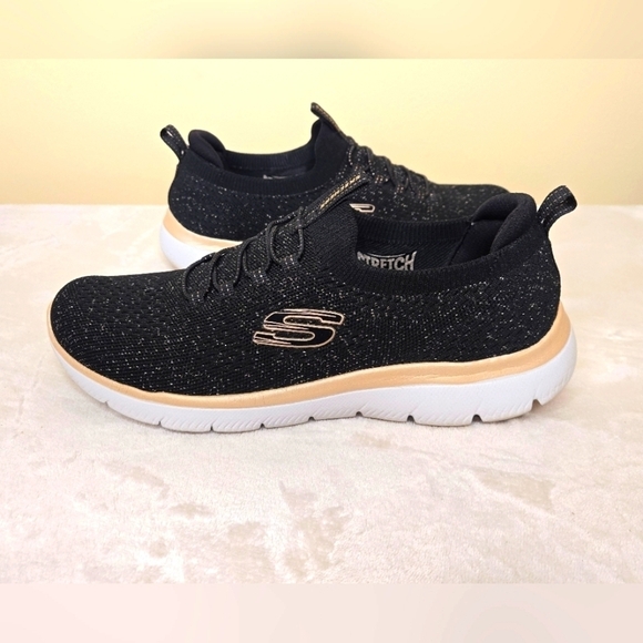 SKECHERS Women's Summits Pixi Dust Black/Rose Gold Sneakers Size 9 - Picture 9 of 14